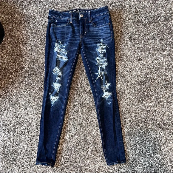 American Eagle Dark Wash Jeggings Jeans Size 2 - Picture 1 of 6